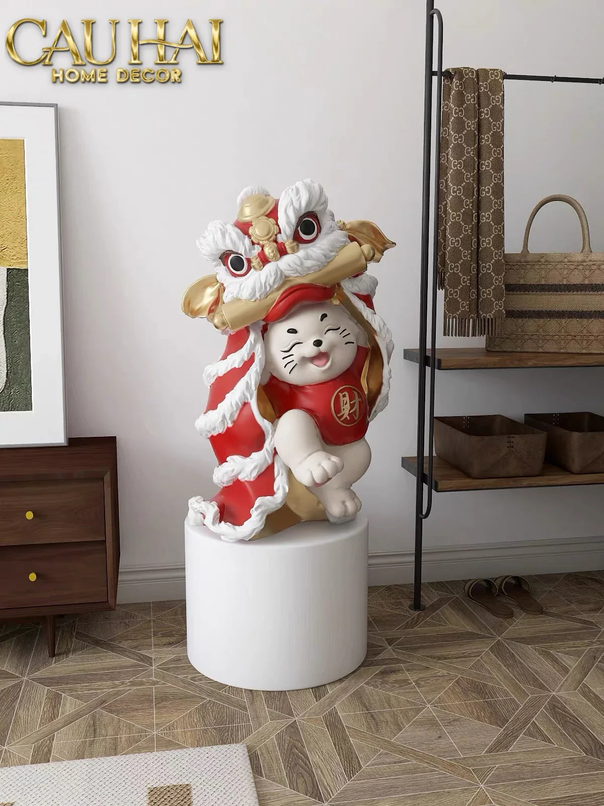 Tết Couture - Tượng Mèo Tam Kim Lân H75-TƯỢNG TRANG TRÍ-CẬU HAI HOME DECOR