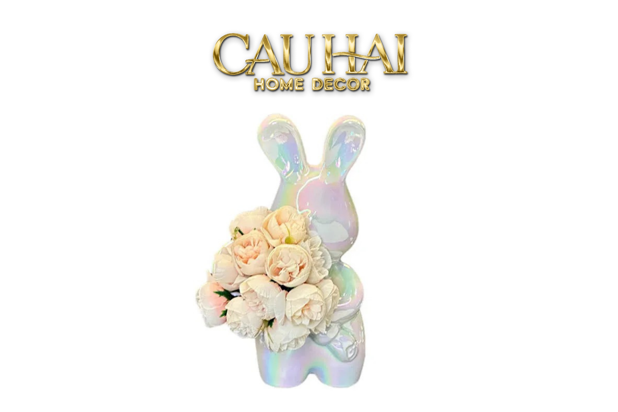 Tết Couture - Tượng Romantic Lapin Floral Embrace - CẬU HAI HOME DECOR