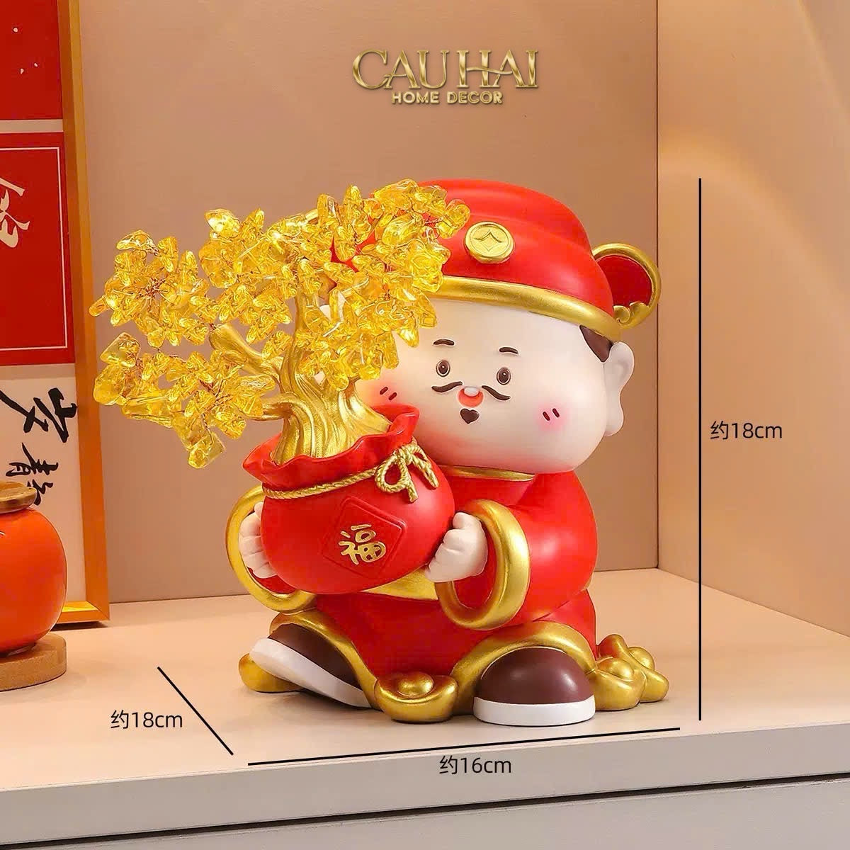 Tết Couture - Tượng Thần Tài Kim Lộc Phúc Mãn Đường H18 - CẬU HAI HOME DECOR