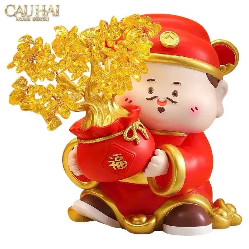 Tết Couture - Tượng Thần Tài Kim Lộc Phúc Mãn Đường H18-TƯỢNG TRANG TRÍ-CẬU HAI HOME DECOR
