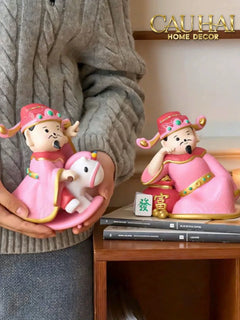 Tết Couture - Tượng Thần Tài Mã Đáo Pink Blessing Prosperity Deity-TƯỢNG TRANG TRÍ-CẬU HAI HOME DECOR