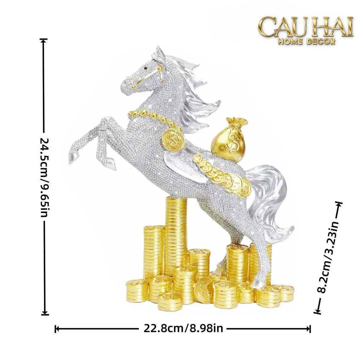 Tết Couture - Tượng Xe Ngựa Đính Kim Cương Kim Nguyên Bảo Gift Box-TƯỢNG TRANG TRÍ-CẬU HAI HOME DECOR