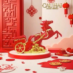Tết Couture - Tượng Xe Ngựa Đính Kim Cương Kim Nguyên Bảo Gift Box-TƯỢNG TRANG TRÍ-CẬU HAI HOME DECOR