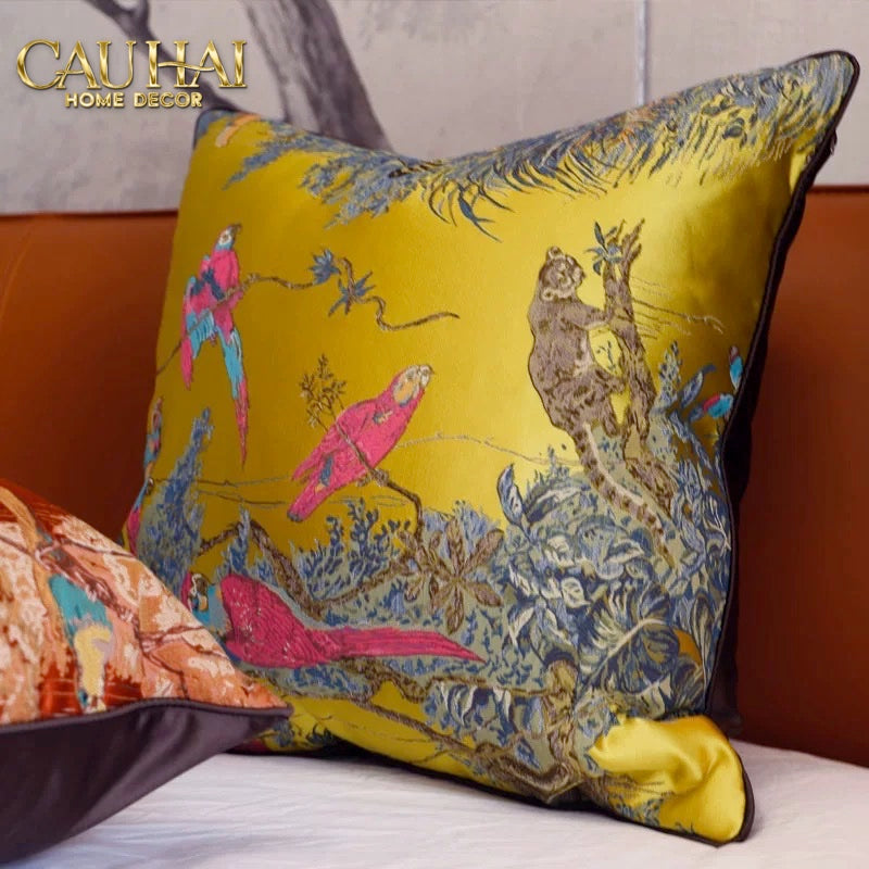 Tết Couture - Vỏ Gối Lụa Jacquard Giang Sơn Gấm Vóc 45 - CẬU HAI HOME DECOR