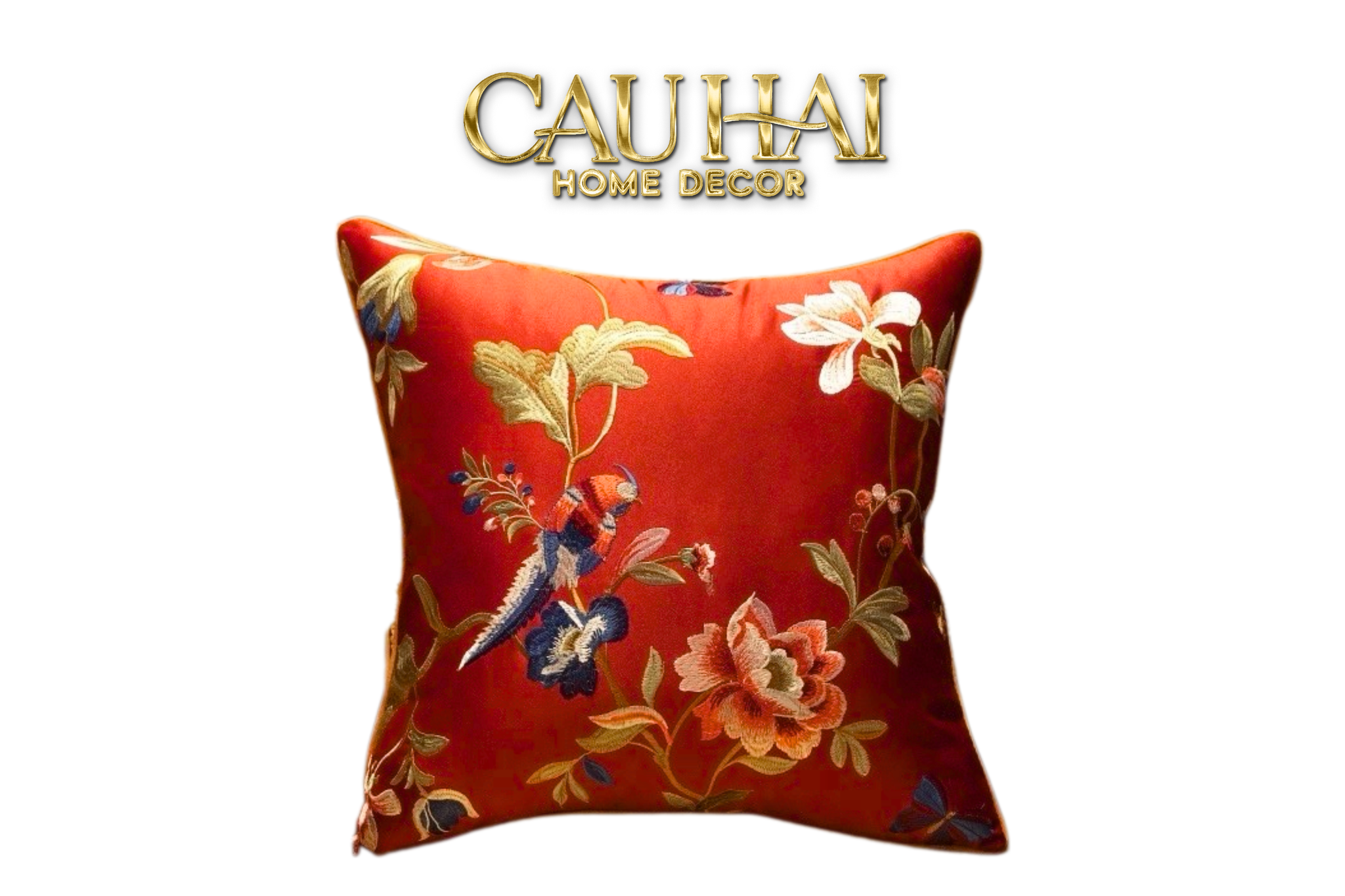 Tết Couture - Vỏ Gối Lụa Thêu Kim/ Hỷ Nhã Cầm 45 - CẬU HAI HOME DECOR