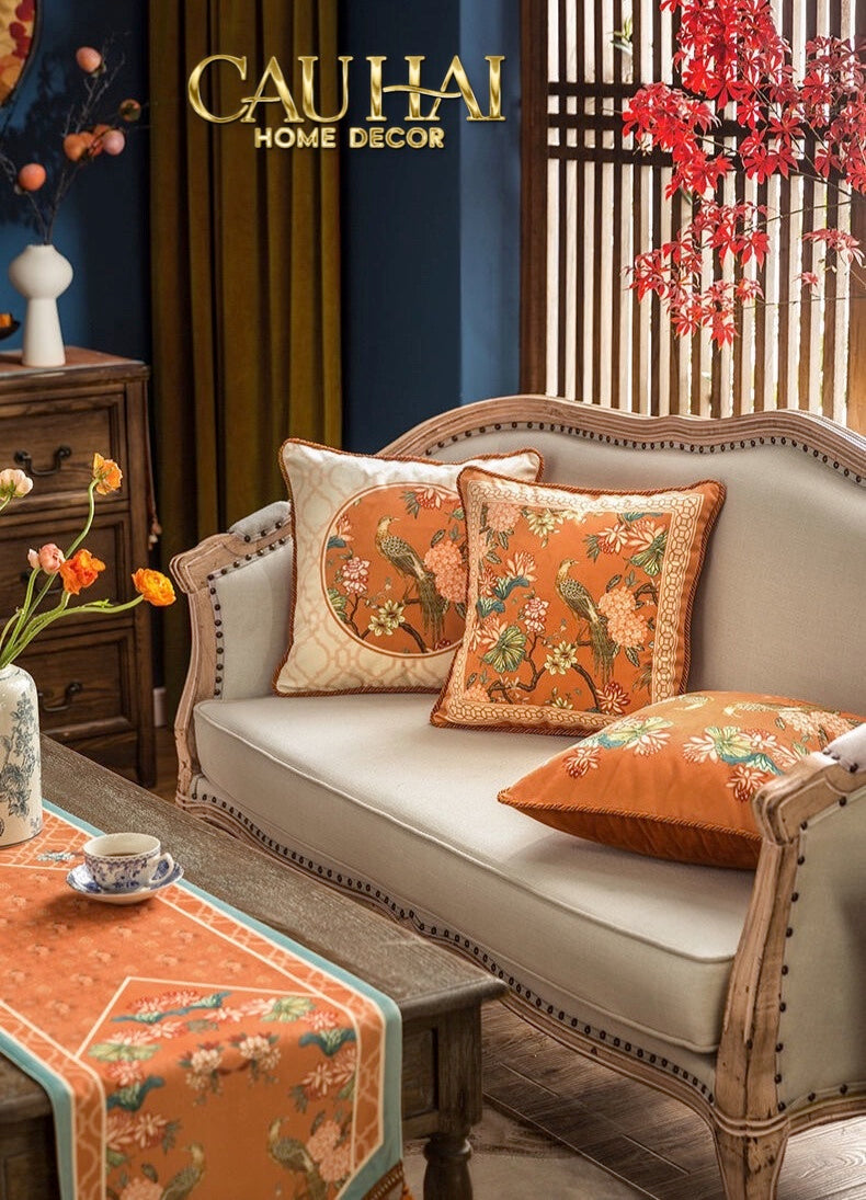 Tết Couture - Vỏ Gối Nhung Heirloom Bird of Dynasty 45 - CẬU HAI HOME DECOR