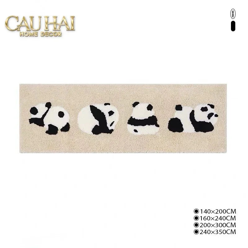 Thảm Bed Dệt Kim 80X160 - Panda Parade-THẢM TRÒN - THẢM BED-CẬU HAI HOME DECOR