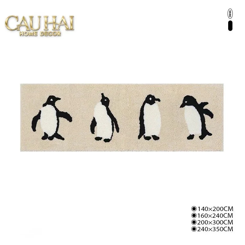 Thảm Bed Dệt Kim 80X160 - Penguin Parade-THẢM TRÒN - THẢM BED-CẬU HAI HOME DECOR