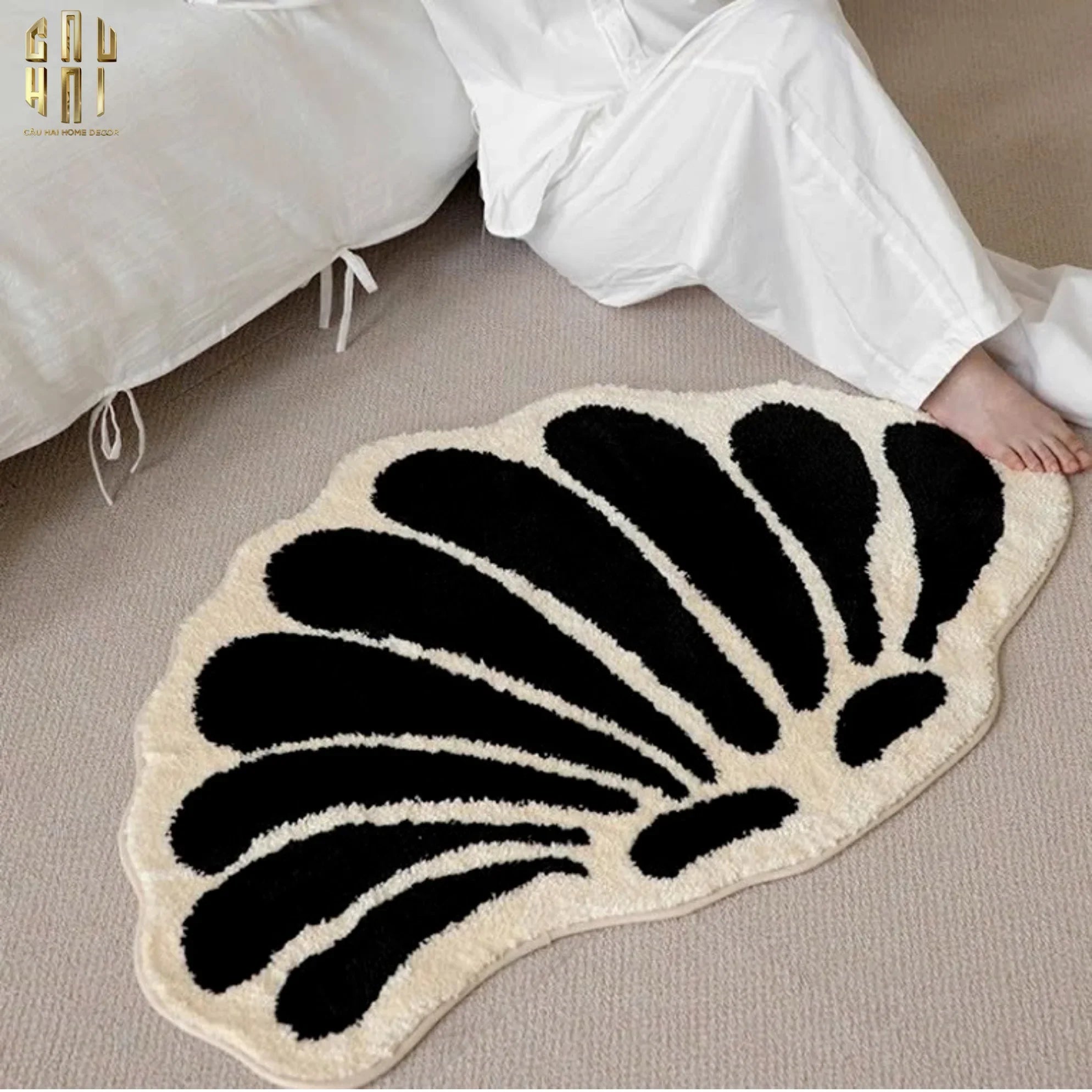 THẢM BED LÔNG DỆT SHELL BLOOM 70x110cm-CẬU HAI HOME DECOR