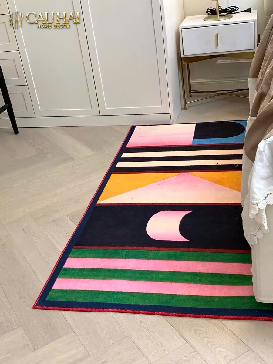 Thảm Bed Nhung Bỉ 80X160 - Popart Geometric - CẬU HAI HOME DECOR