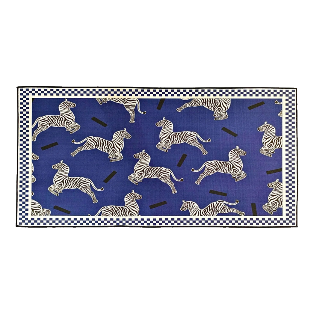 Thảm Bed Nhung Bỉ 80X160 - Zebra Dance - Dark Navy