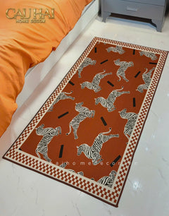 Thảm Bed Nhung Bỉ 80X160 - Zebra Dance - Sienna-THẢM TRÒN - THẢM BED-CẬU HAI HOME DECOR