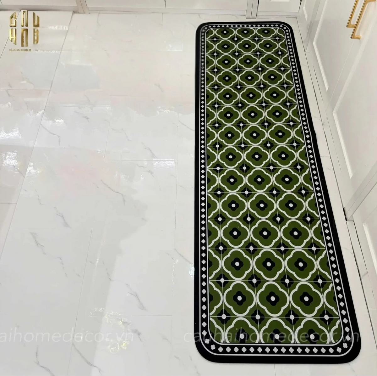 Thảm Bếp Microfiber 1M6 Olive Vert Petals-THẢM BẾP-CẬU HAI HOME DECOR