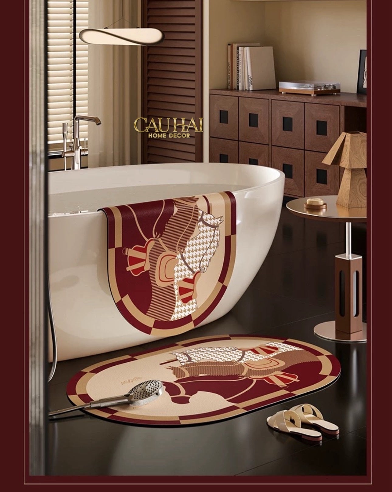 Thảm Bồn Tắm Da Micro-Nappa Gen8 60x120 - Rouge de Voyage Équestre - Da Thấm Hút· - CẬU HAI HOME DECOR