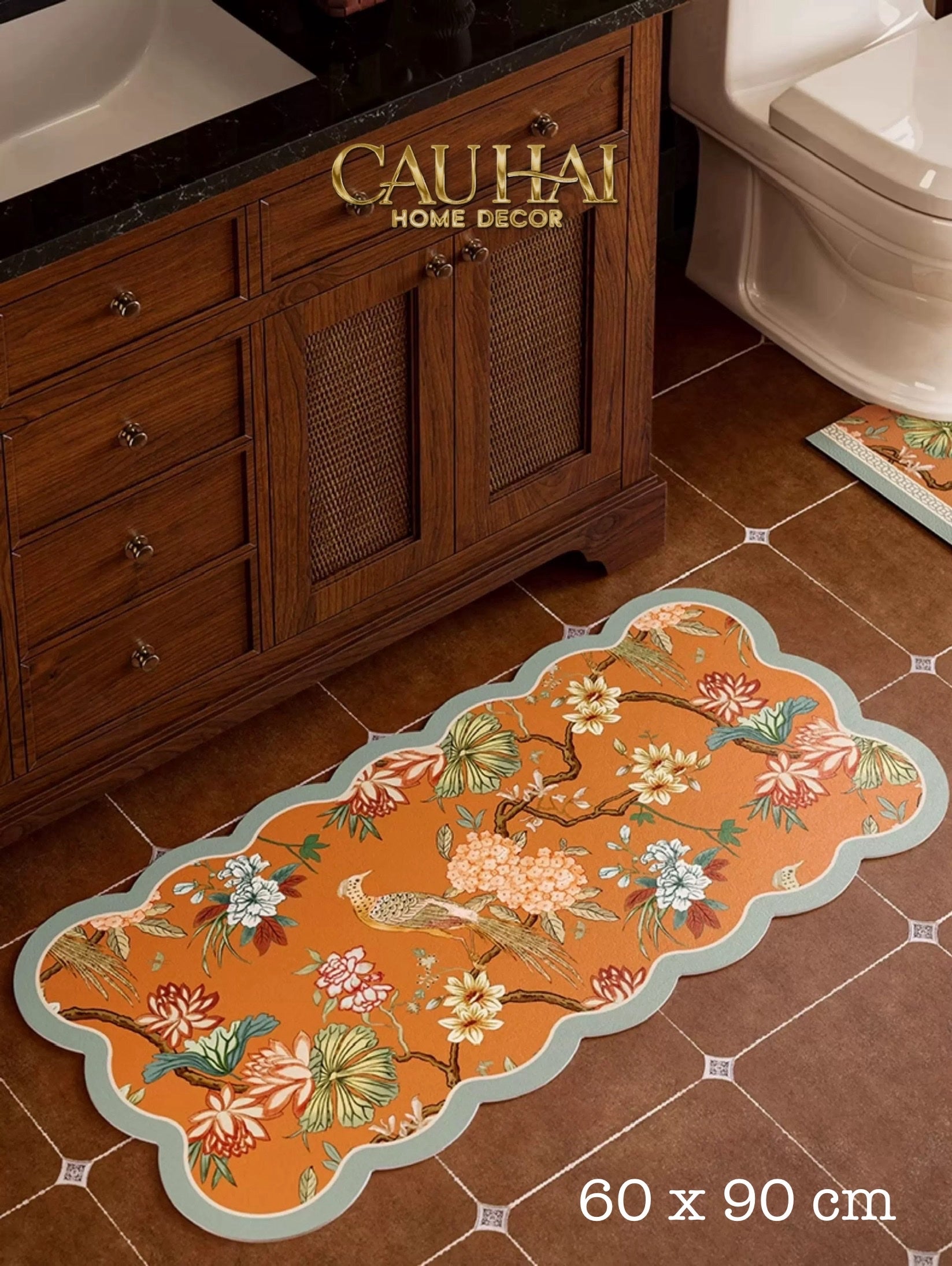 Thảm Bồn Tắm Da Micro-Nappa Gen8 60X90 - Bird Of Dynasty - Da Thấm Hút - CẬU HAI HOME DECOR