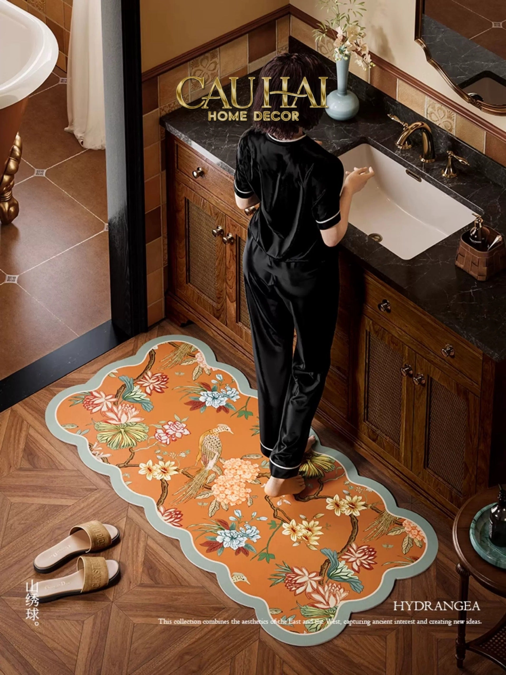 Thảm Bồn Tắm Da Micro-Nappa Gen8 60X90 - Bird Of Dynasty - Da Thấm Hút - CẬU HAI HOME DECOR