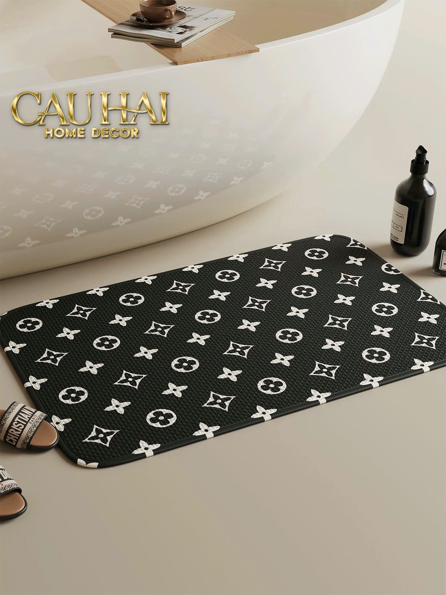 Thảm Bồn Tắm Sợi Chenille 60X90 - Signature Louis Monogram - CẬU HAI HOME DECOR
