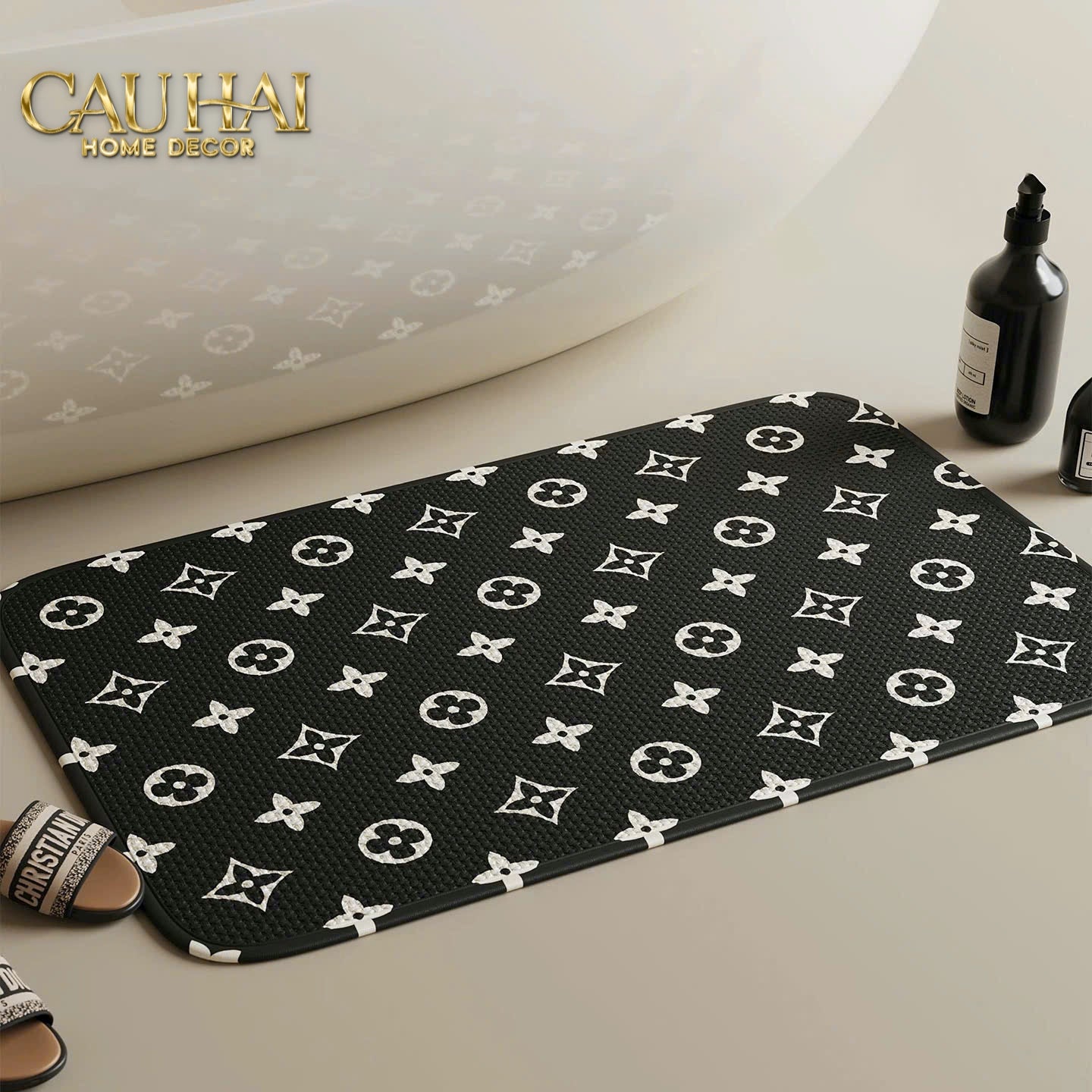 Thảm Bồn Tắm Sợi Chenille 60X90 - Signature Louis Monogram - CẬU HAI HOME DECOR