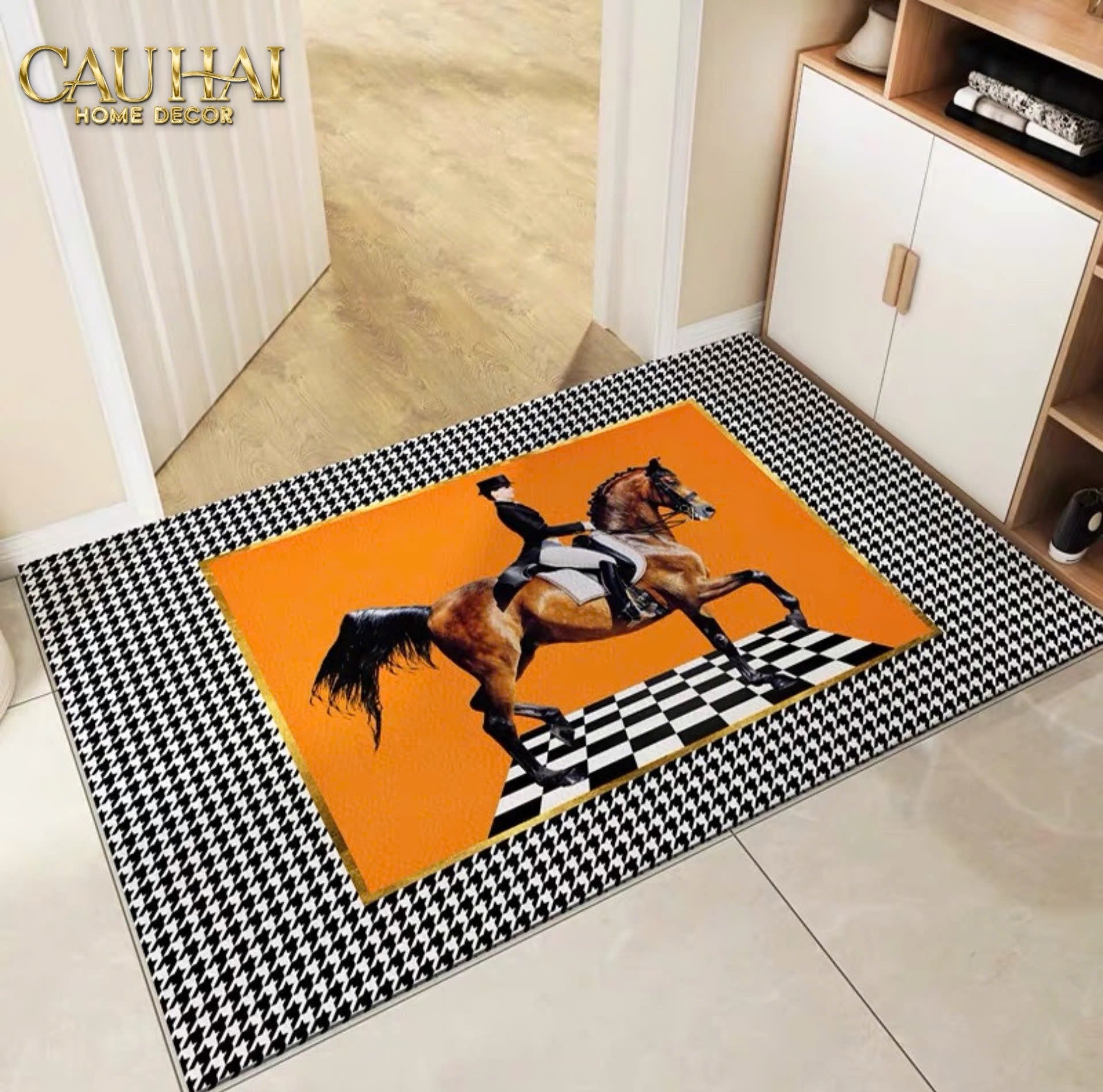 THẢM CỬA DA 100X120 - HOUND OB HORSE MAN-2- Cậu Hai Home Decor