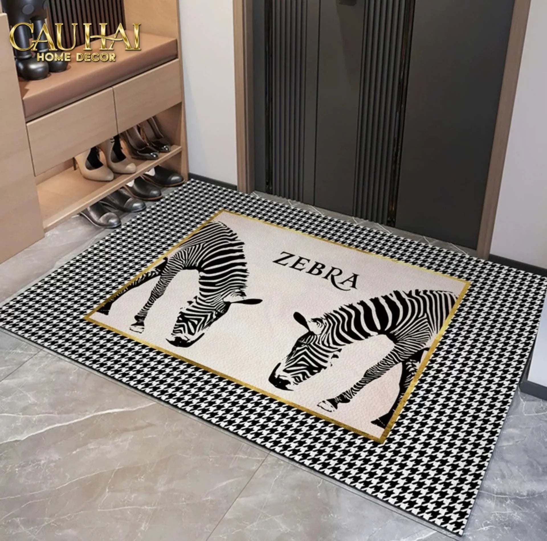 Thảm Cửa Da 100X120 - Hound Zebra-CẬU HAI HOME DECOR