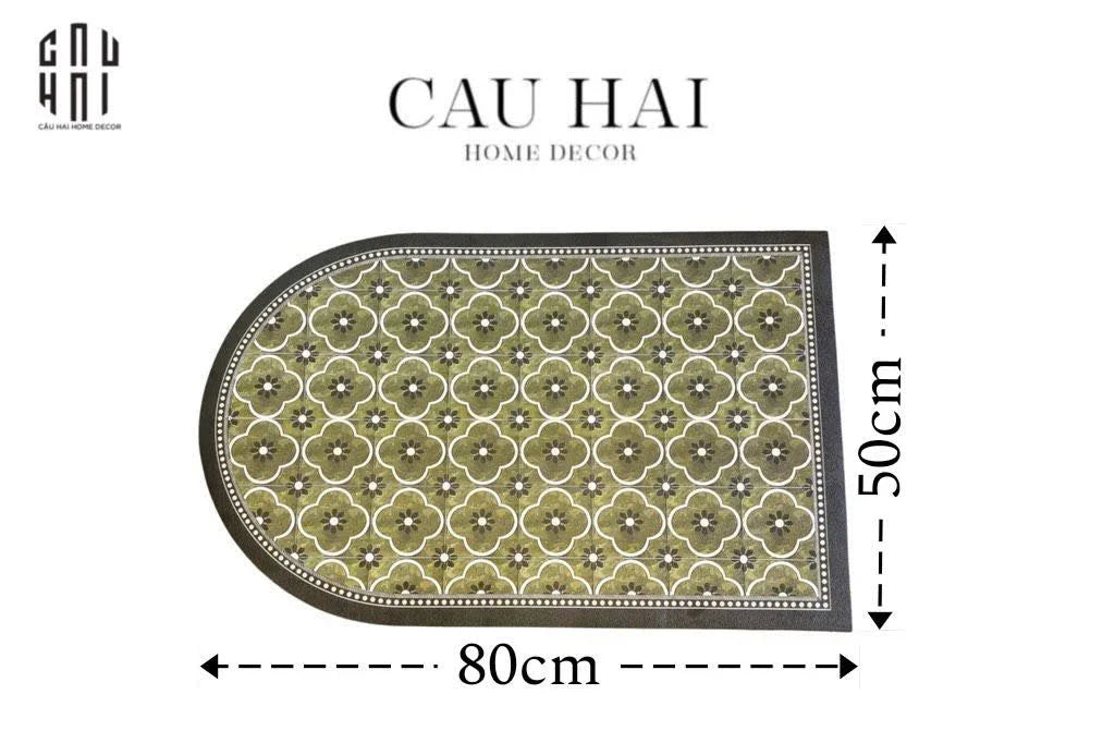 THẢM CỬA DA 50X80 OLIVE GREEN PETALS - DOOR MAT