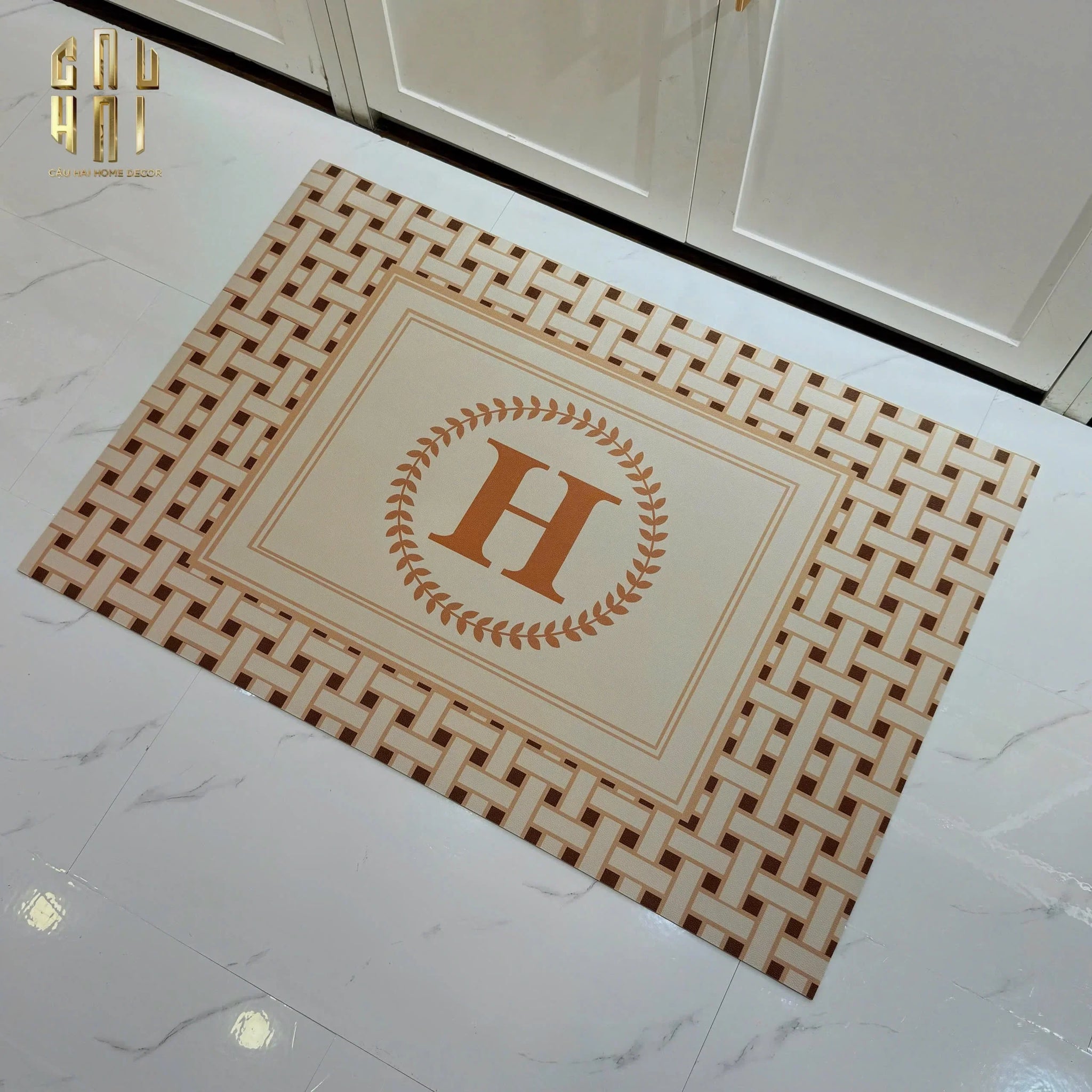 Thảm Cửa Da 60X90 - Iconic Beige Helios Door Mat-THẢM CỬA-CẬU HAI HOME DECOR