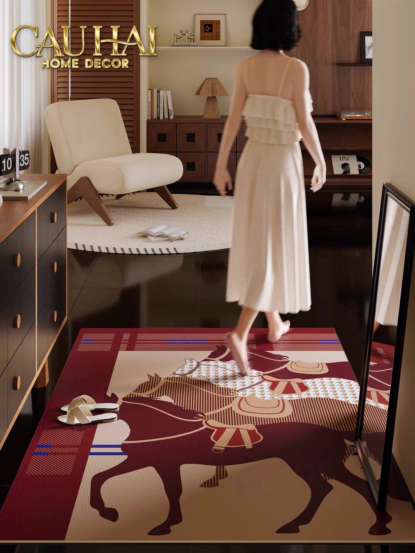 Thảm Cửa Da 90x120 - L'Atelier Rouge de Voyage Équestre - CẬU HAI HOME DECOR