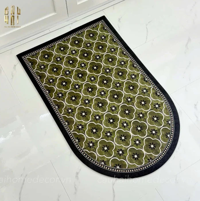 THẢM CỬA DA 90X120 OLIVE GREEN PETALS