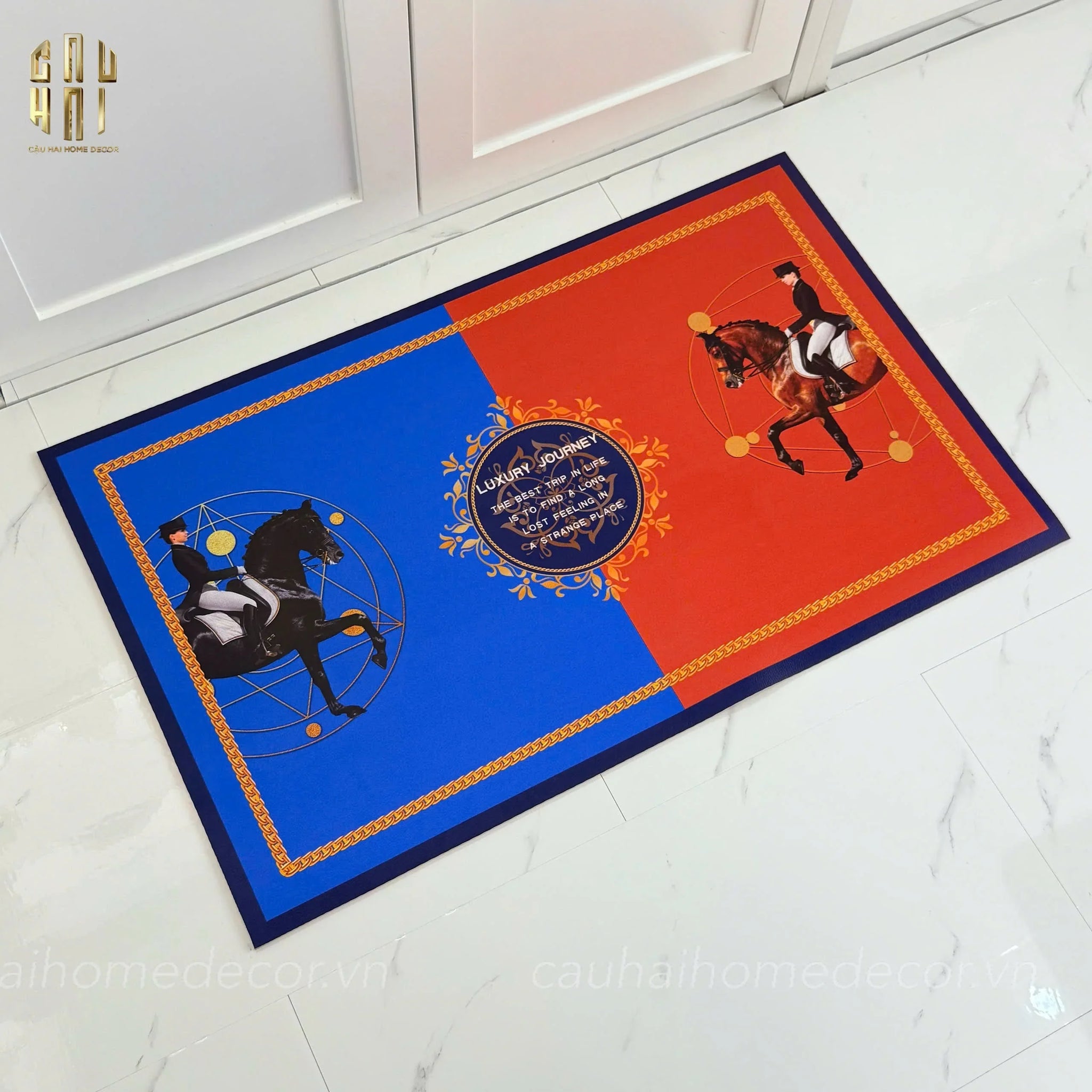 Thảm Cửa Da Cao Cấp 50X80 - OB Dou Polo Horseman-THẢM CỬA-CẬU HAI HOME DECOR