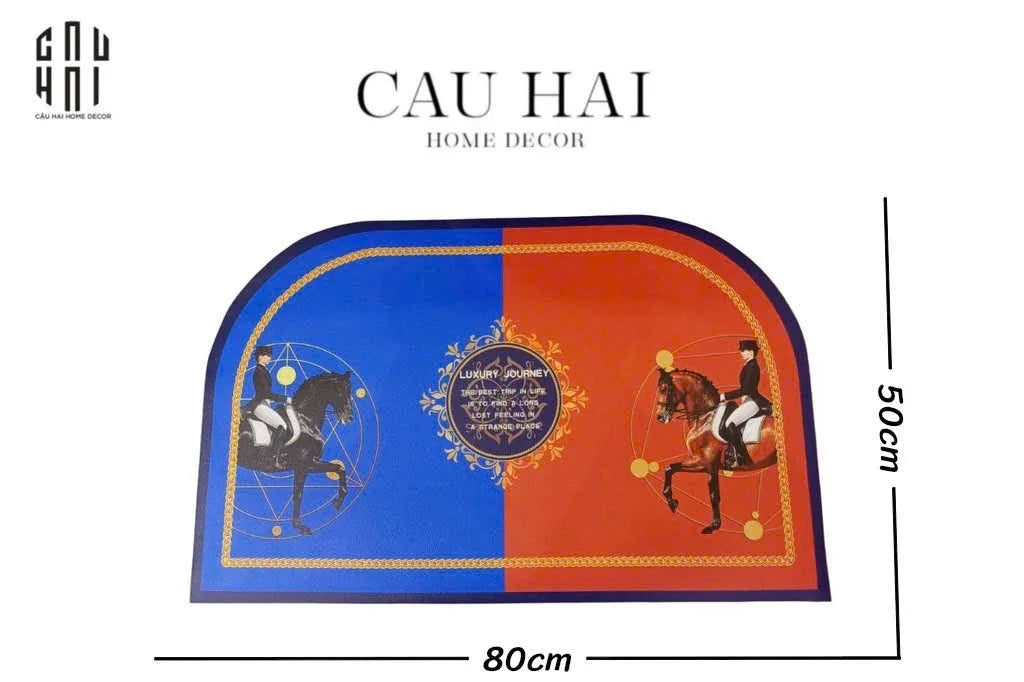 Thảm Cửa Da Cao Cấp - Water & Oil Repellent 50X80 - Oval OB Duo Polo Horseman-CẬU HAI HOME DECOR