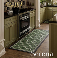 Thảm Cửa Da Cao Cấp - Water & Oil Repellent 60X90 - Olive Green Petals-THẢM CỬA-CẬU HAI HOME DECOR