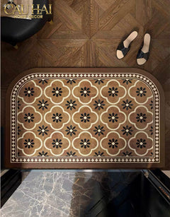 Thảm Cửa Da Cao Cấp - Water & Oil Repellent 60X90 - Olive Green Petals-THẢM CỬA-CẬU HAI HOME DECOR