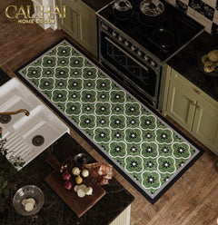 Thảm Cửa Da Cao Cấp - Water & Oil Repellent 60X90 - Olive Green Petals-CẬU HAI HOME DECOR