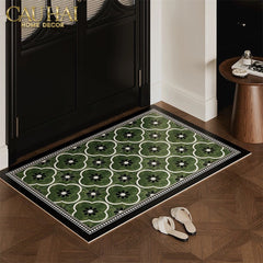 Thảm Cửa Da Cao Cấp - Water & Oil Repellent 60X90 - Olive Green Petals-CẬU HAI HOME DECOR