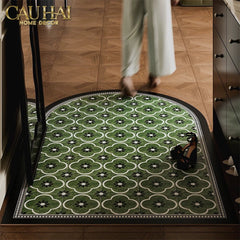 Thảm Cửa Da Cao Cấp - Water & Oil Repellent 60X90 - Olive Green Petals-CẬU HAI HOME DECOR