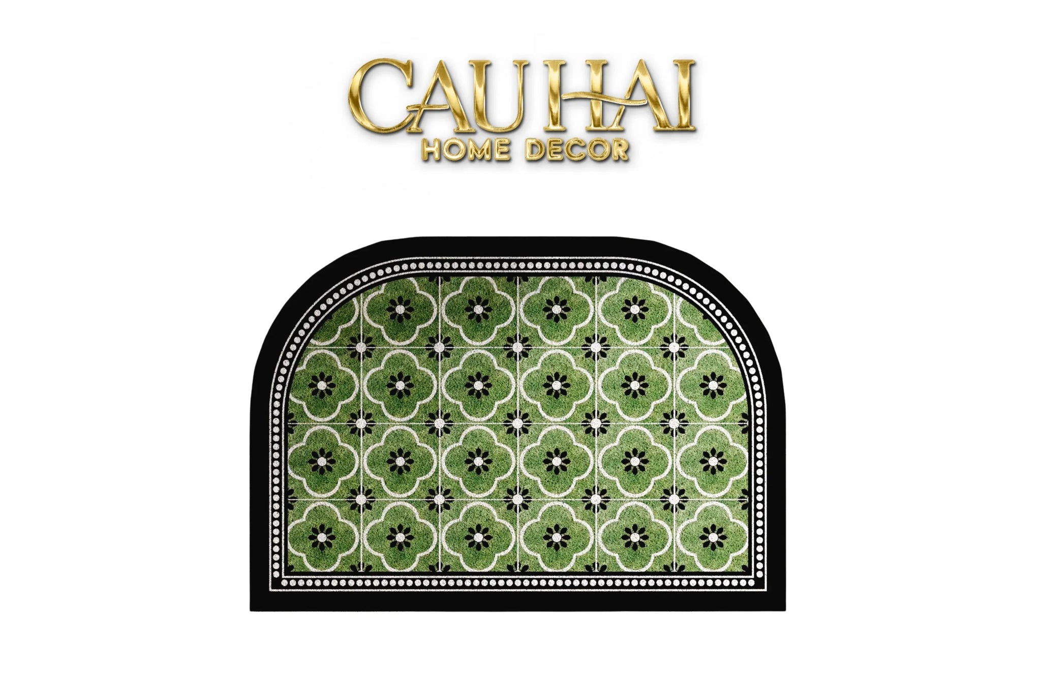 Thảm Cửa Da Cao Cấp - Water & Oil Repellent 60X90 - Olive Green Petals-CẬU HAI HOME DECOR