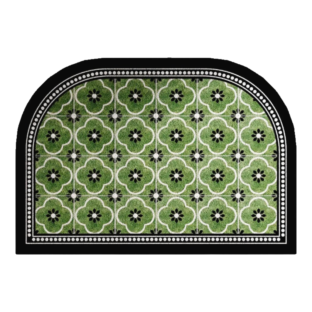 Thảm Cửa Da Cao Cấp -  Water & Oil Repellent 60X90 - Olive Green Petals