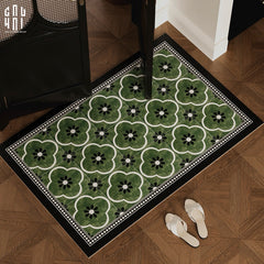 Thảm Cửa Da Chữ Nhật 60X90 - Olive Green Petals - Door Mat-THẢM CỬA-CẬU HAI HOME DECOR