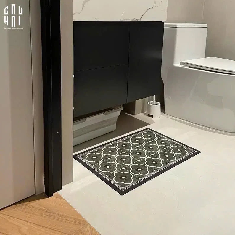 Thảm Cửa Da Chữ Nhật 60X90 - Olive Green Petals - Door Mat-THẢM CỬA-CẬU HAI HOME DECOR