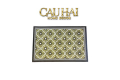 Thảm Cửa Da Chữ Nhật 60X90 - Olive Green Petals - Door Mat-CẬU HAI HOME DECOR