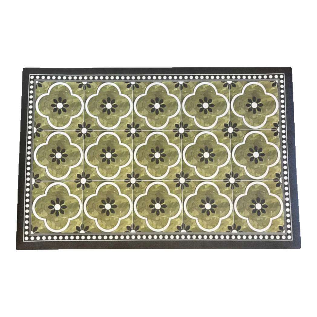 Thảm Cửa Da Chữ Nhật 60X90 - Olive Green Petals - Door Mat