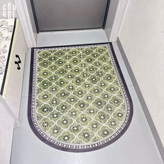 Thảm Cửa Da Oval - 90X120 Olive Green Petals-THẢM CỬA-CẬU HAI HOME DECOR