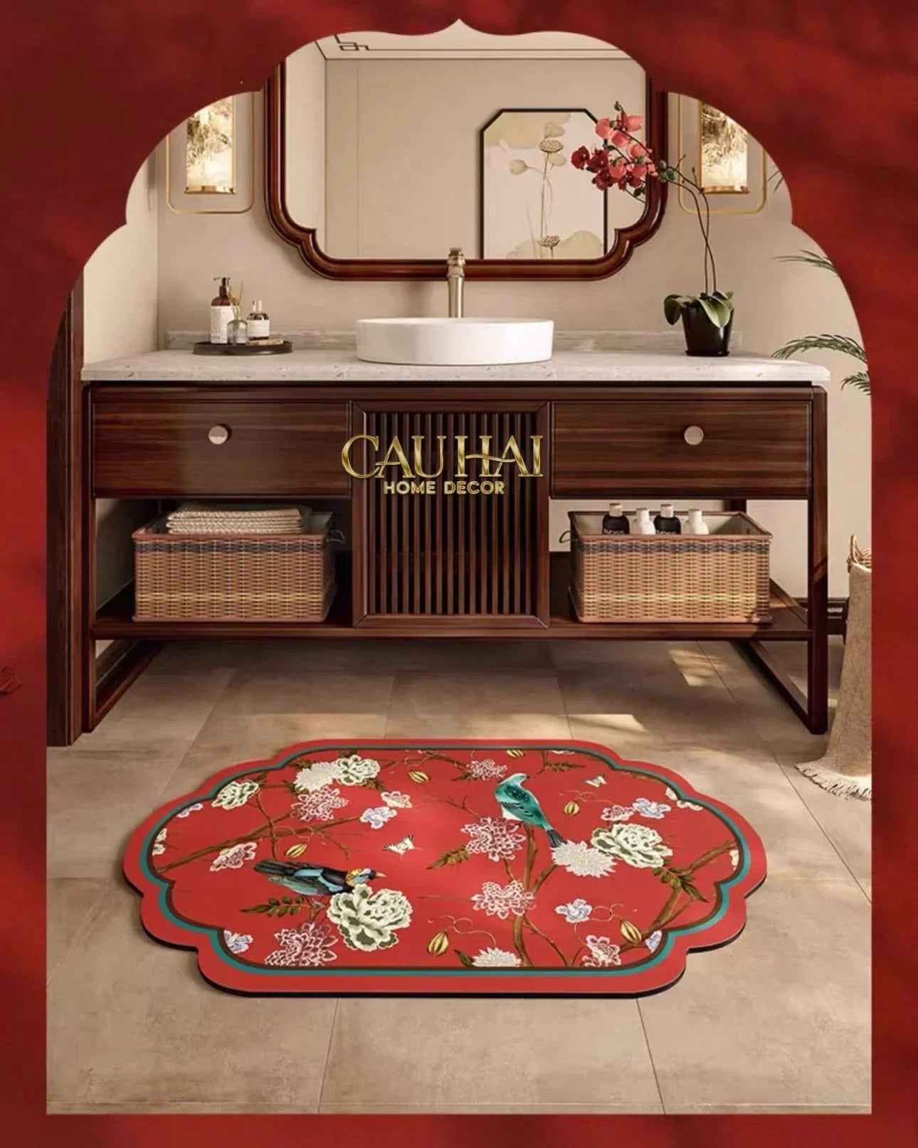 Thảm Cửa Da Thấm Hút Micro-Nappa Gen8 50X80 - Qing Dynasty Crimson Legacy-THẢM CỬA-CẬU HAI HOME DECOR