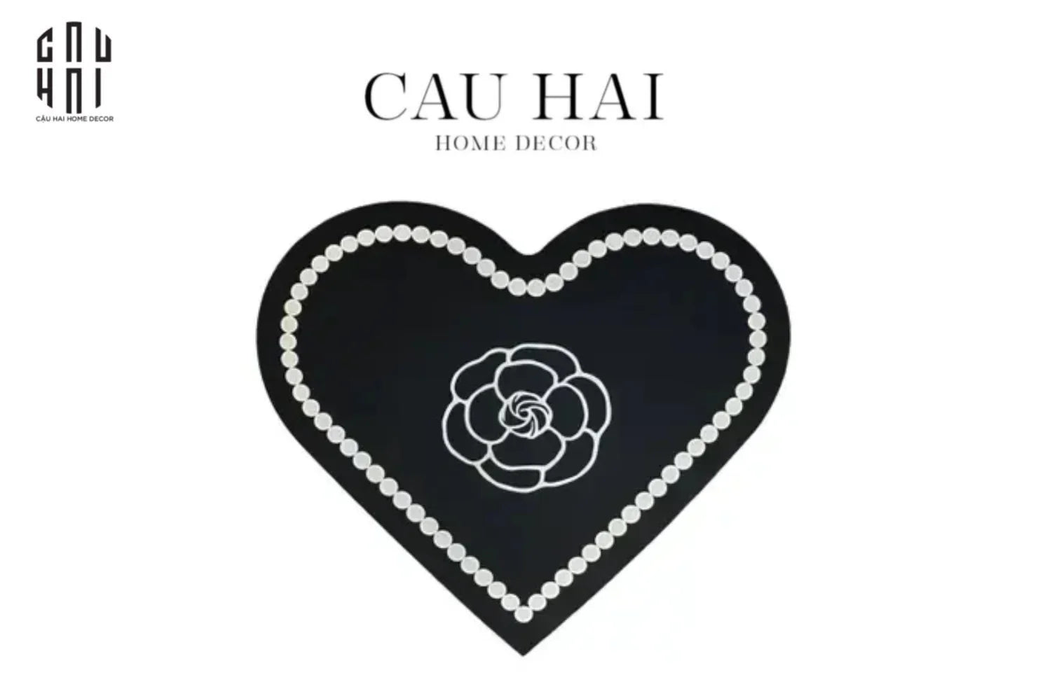 Thảm Cửa - Door Mat - D80 Camélia - Black Heart - CẬU HAI HOME DECOR