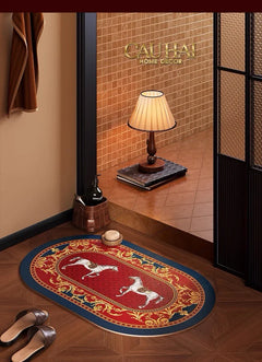 Thảm Cửa Micro-Nappa 50x80 Đôi Ngựa Hoàng Gia Chevaux Royaux Noblesse – Da Thấm Hút-CẬU HAI HOME DECOR