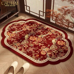 Thảm Cửa Microfiber 50x75 - Chu Điểu Hoa Khai-THẢM CỬA-CẬU HAI HOME DECOR