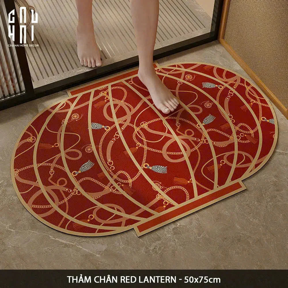 Thảm Cửa Microfiber - Door Mat - 50X75 Red Lantern - CẬU HAI HOME DECOR