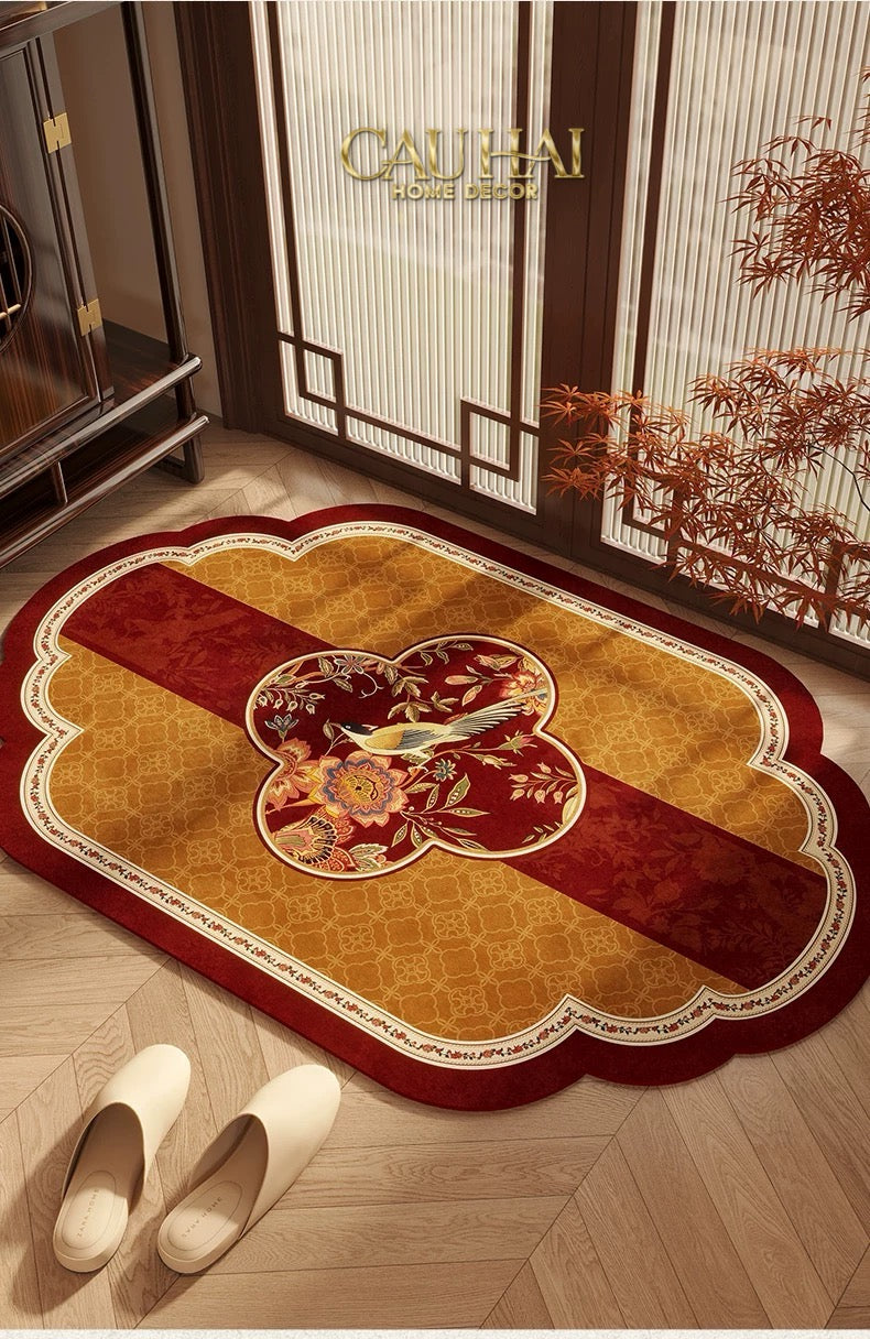 Thảm Cửa Microfiber 50x75 - Ming Dynasty Floral of Fortune - Hỷ Lạc Hoa Khai-CẬU HAI HOME DECOR
