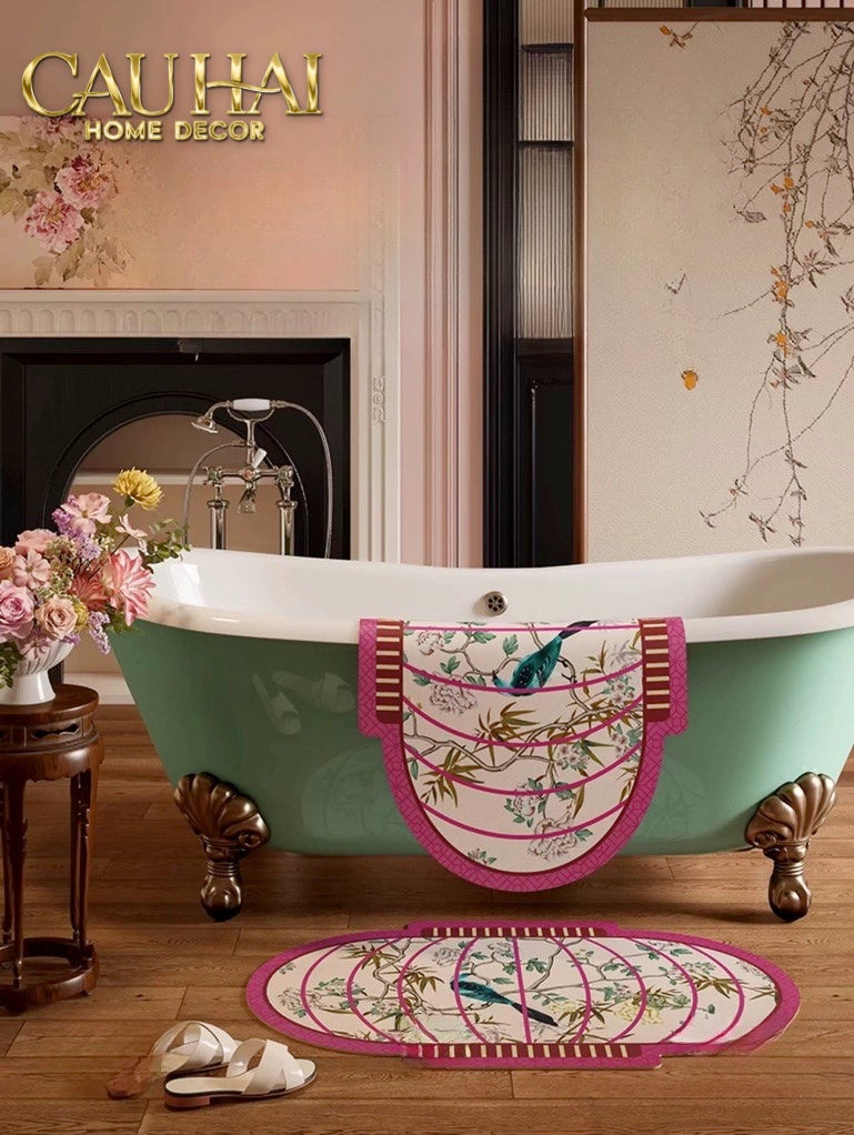 Thảm Cửa Microfiber 50X80 - Dynasty Spring Lantern - CẬU HAI HOME DECOR