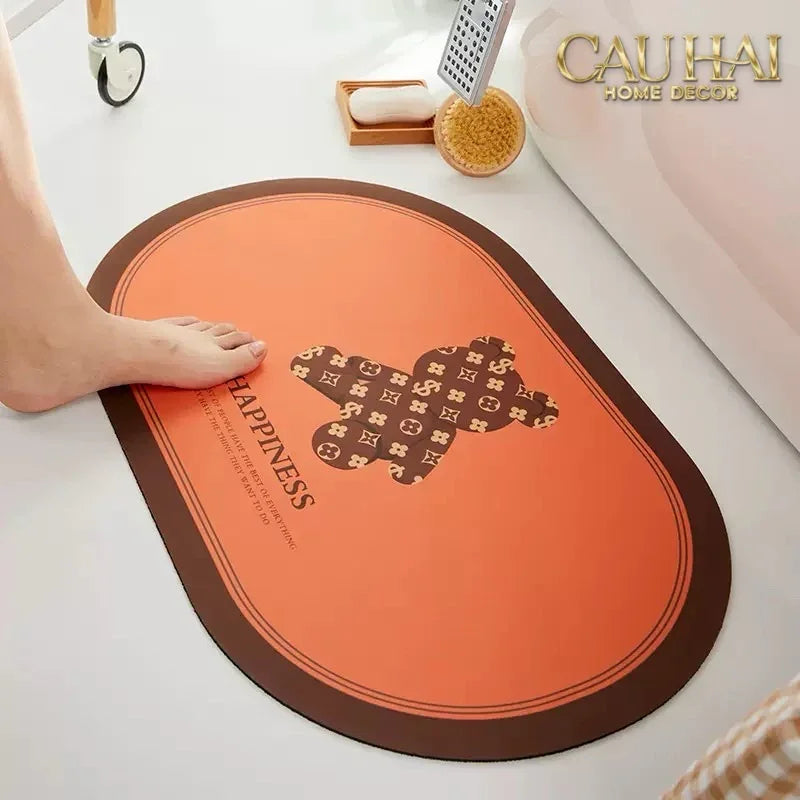 Thảm Cửa Microfiber 60X90 - Bear - Brick Terra Coin-CẬU HAI HOME DECOR